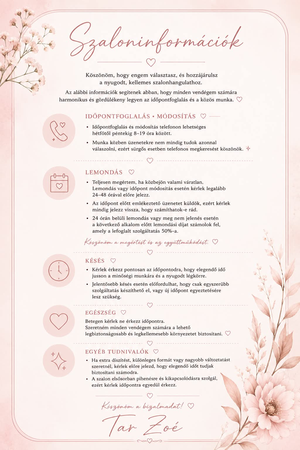 Szaloninformációk tájékoztató